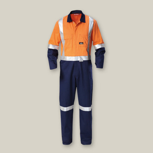 Hard Yakka Hi-vis 2tone Taped Cotton Drill Coverall - Y00262