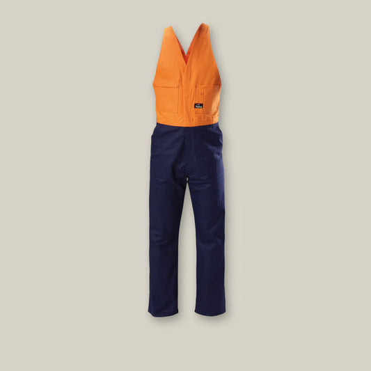 Hard Yakka Hi-vis 2tone Action Back Cotton Drill Overall - Y01526