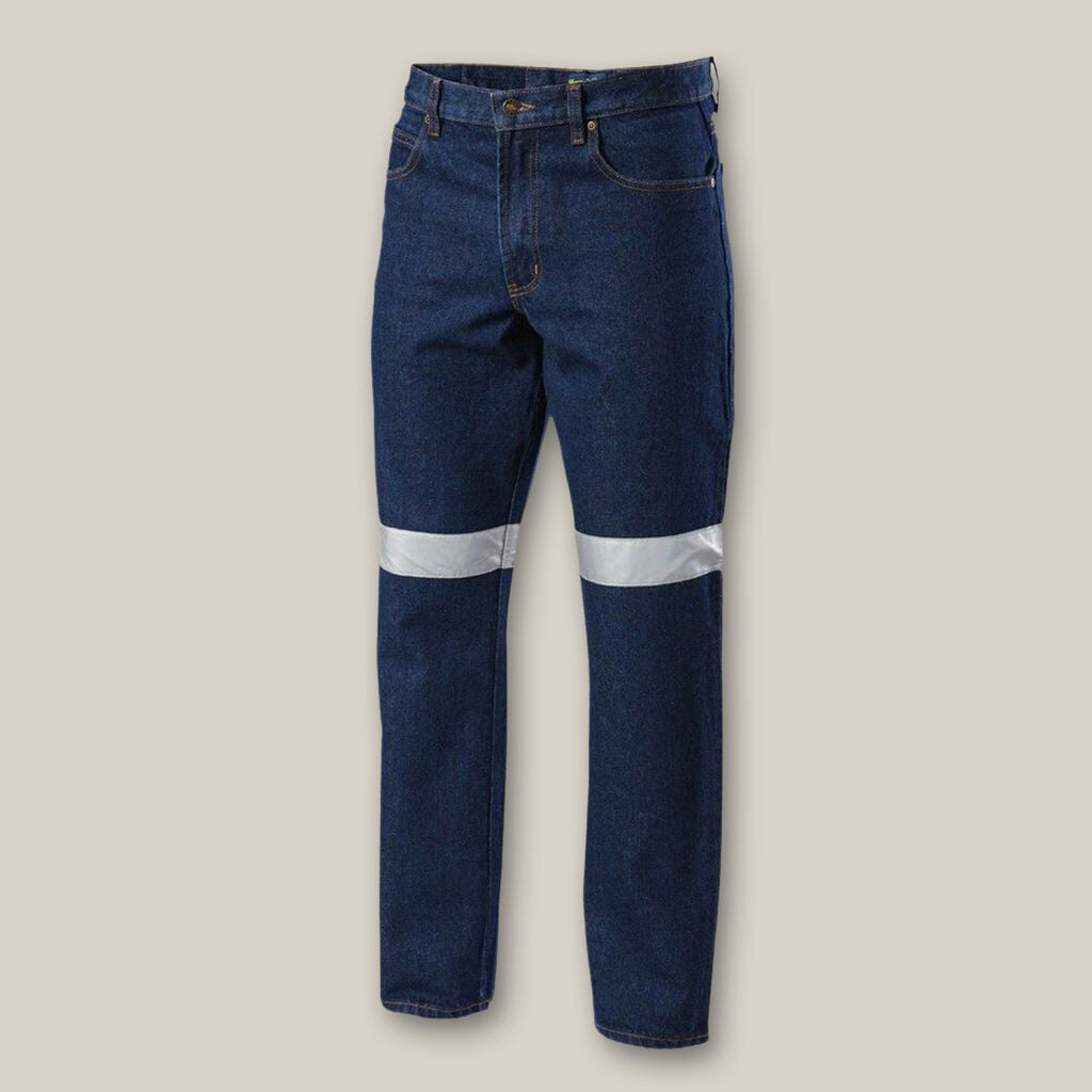 Hard Yakka Enzyme Washed Straight Leg Taped Denim Jeans - Y03513