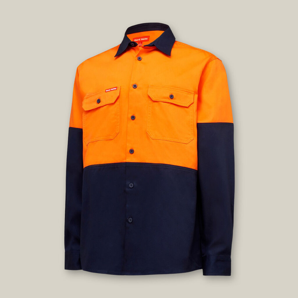 Hard Yakka Core Hi-vis Long Sleeve Heavyweight Cotton Drill Shirt - Y04605