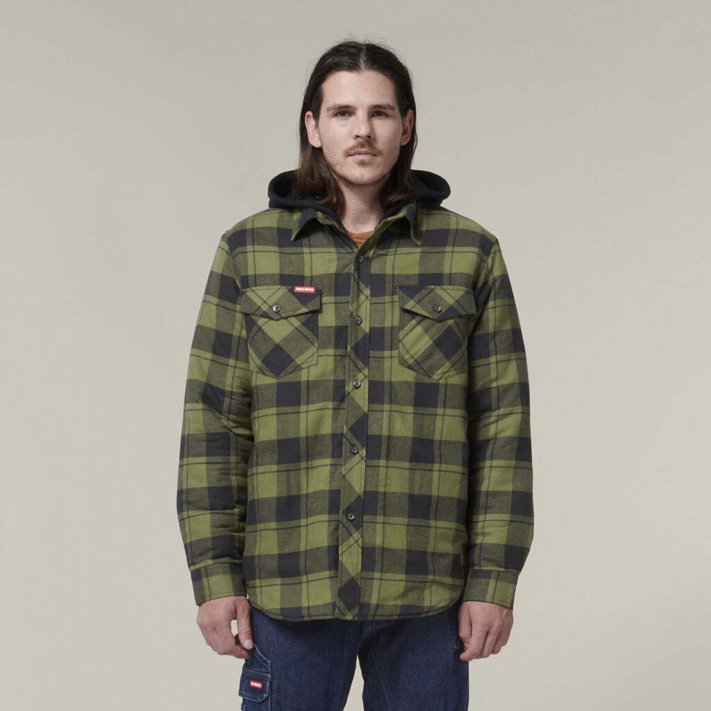 Hard Yakka Quilted Flannel Hooded Shacket - Y06690