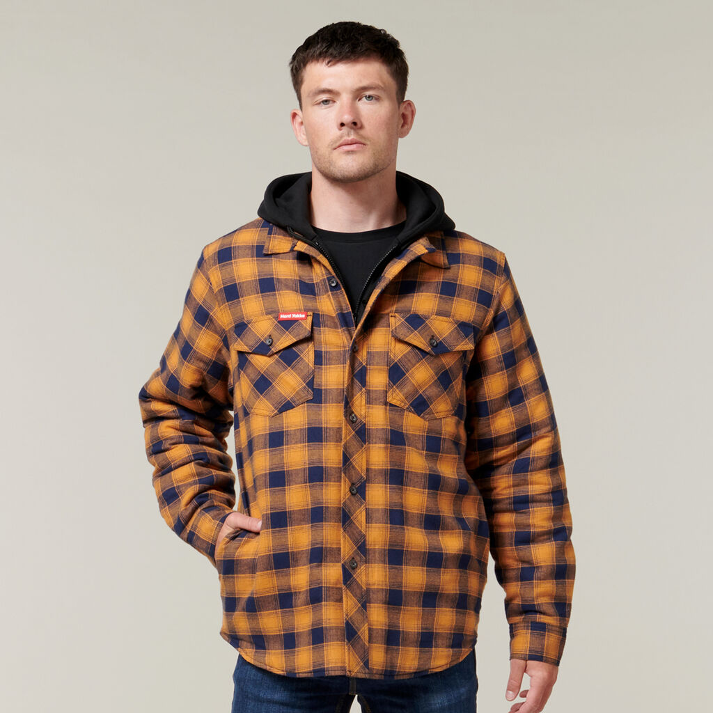 Hard Yakka Quilted Flannel Hooded Shacket - Y06690