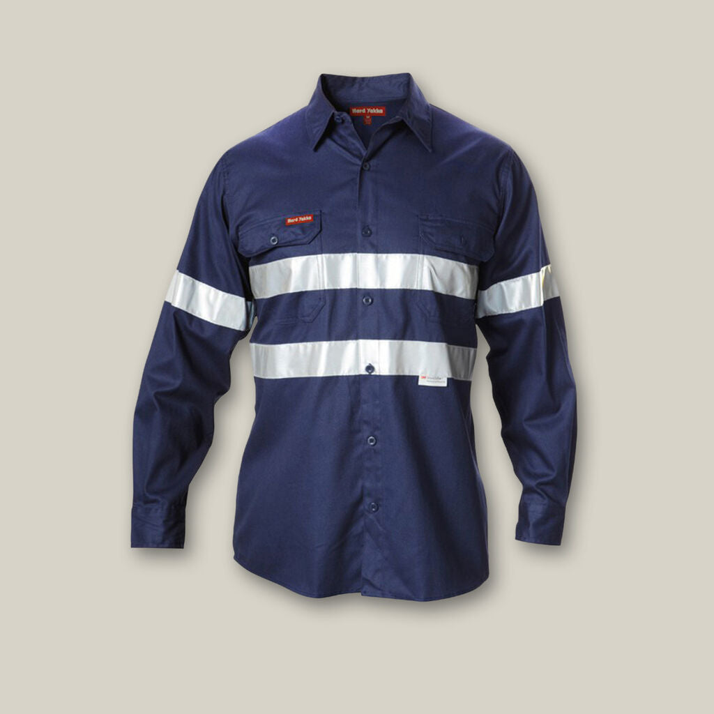 Hard Yakka Shirt Drill  reflective Long sleeve - Y07227