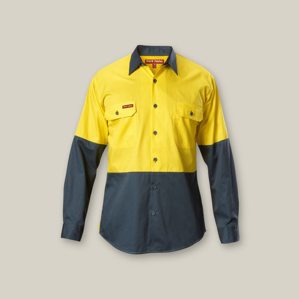 Hard Yakka Shirt Long sleeve Hi vis Vented - Y07558