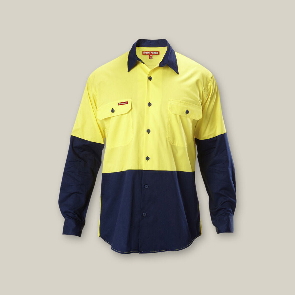 Hard Yakka Shirt Long sleeve Hi vis Vented - Y07558