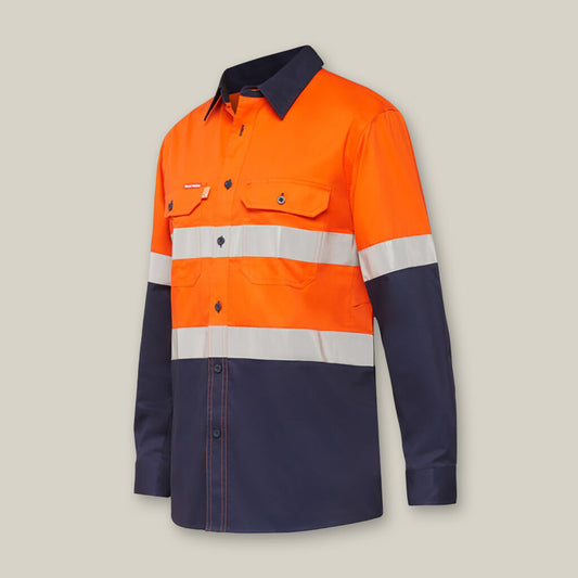 Hard Yakka Shirt  Long sleeve Hi vis Two Tone Vented - Y07740
