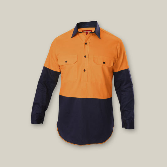 Hard Yakka Shirt Long Sleeve Closed Front Two Tone - Y07984