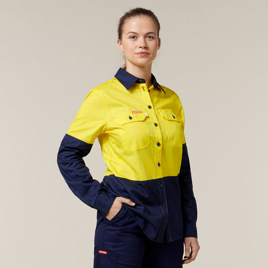 Hard Yakka Wm Shirt Long sleeve Hi vis Two Tone Vented - Y08225