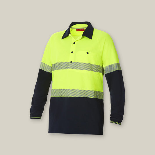 Hard Yakka Koolgear Hi-vis 2 Tone Taped Vented Long Sleeve Polo - Y11379