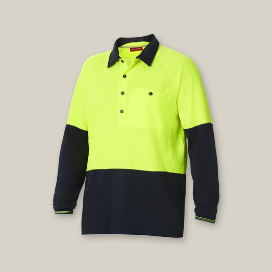 Hard Yakka Koolgear Hi-vis 2 Tone Vented Long Sleeve Polo - Y11389