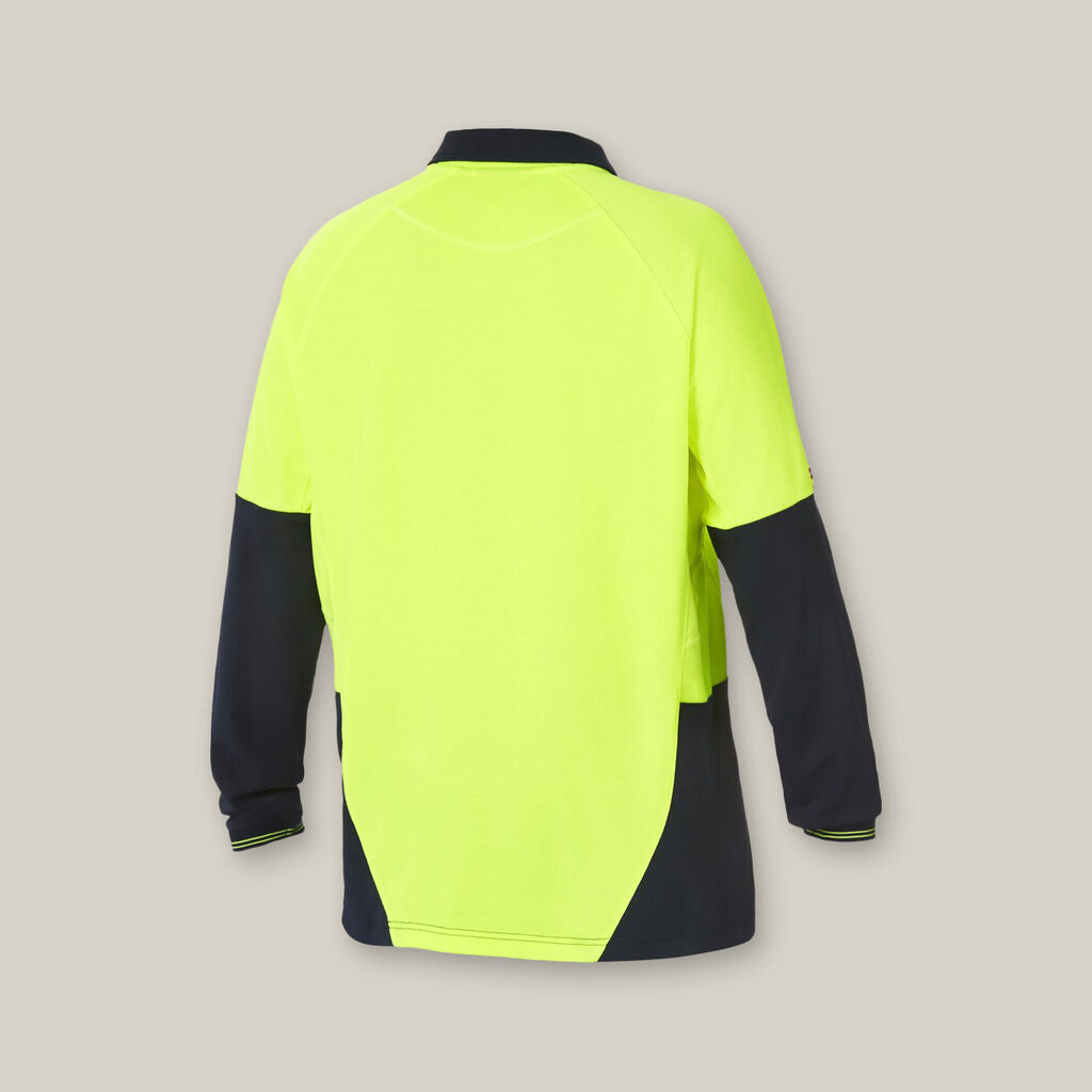 Hard Yakka Koolgear Hi-vis 2 Tone Vented Long Sleeve Polo - Y11389