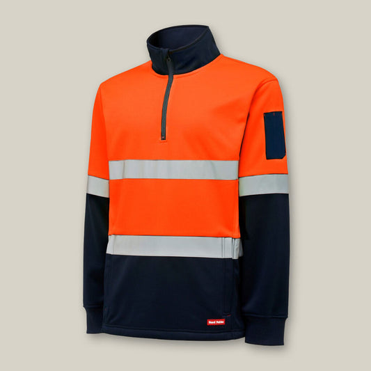 Hard Yakka Hi-vis 2 Tone 1/4 Zip Brushed Taped Fleece Jumper - Y19270