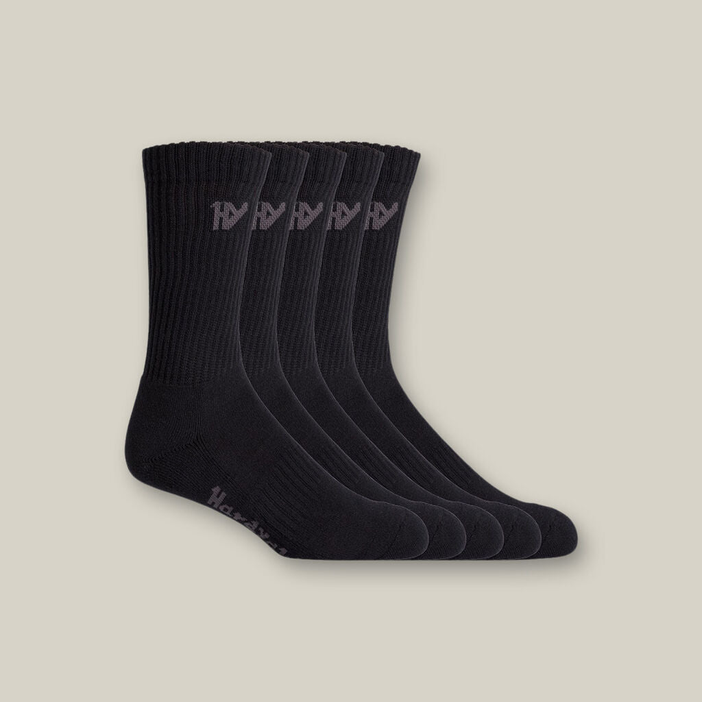Hard Yakka Padded Cotton Crew Work Sock 5 Pack - Y20035