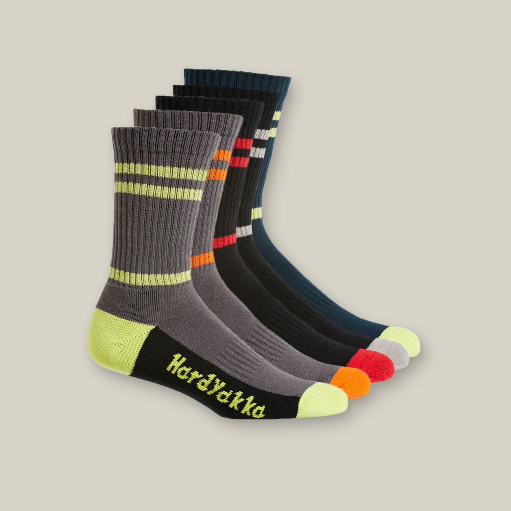 Hard Yakka Padded Cotton Crew Work Sock 5 Pack - Y20035