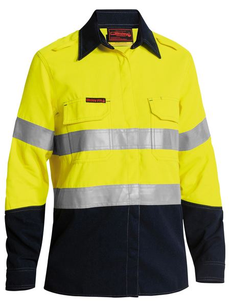 Bisley Tencate Tecasafe Plus 700 Womens Taped Hi Vis Flame resistant(FR) Long Sleeve Shirt - BL8082T