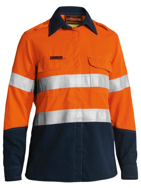 Bisley Tencate Tecasafe Plus 700 Womens Taped Hi Vis Flame resistant(FR) Long Sleeve Shirt - BL8082T
