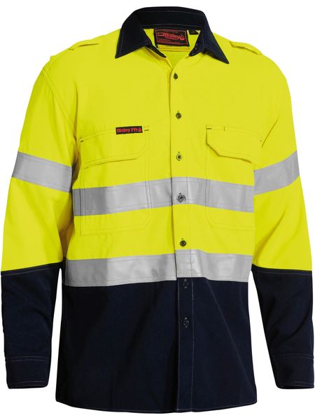 Bisley Tencate Tecasafe Plus 700 Taped Hi Vis Flame resistant(FR) Two Tone Long Sleeve Mens Shirt - BS8082T