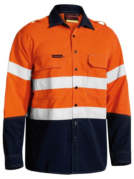 Bisley Tencate Tecasafe Plus 700 Taped Hi Vis Flame resistant(FR) Two Tone Long Sleeve Mens Shirt - BS8082T