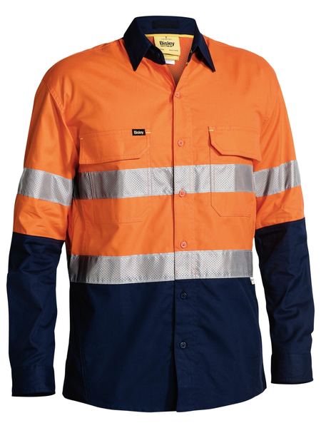 Bisley Taped X-AirFlow Hi Vis Ripstop Two Tone Long Sleeve Mens Shirt - BS6415T
