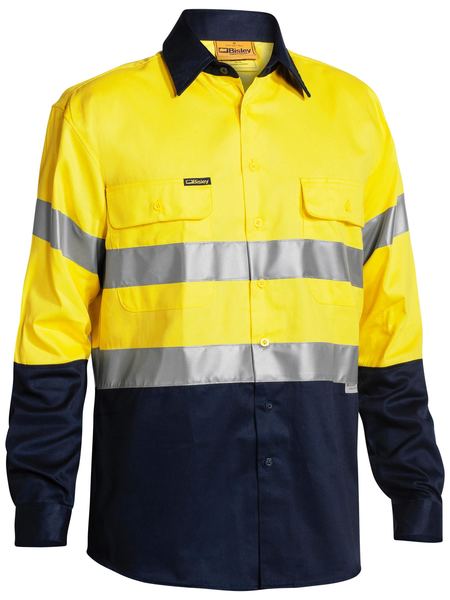 Bisley Taped Hi Vis Two Tone Long Sleeve Mens Drill shirt - BT6456