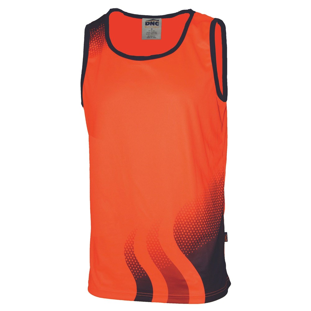 DNC Hivis Sublimated Wave Singlet - 3561