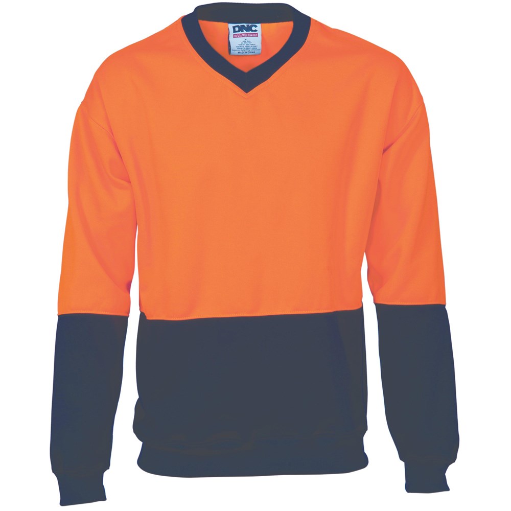 DNC Two Tone HiVis Sweatshirt V-Neck - 3822