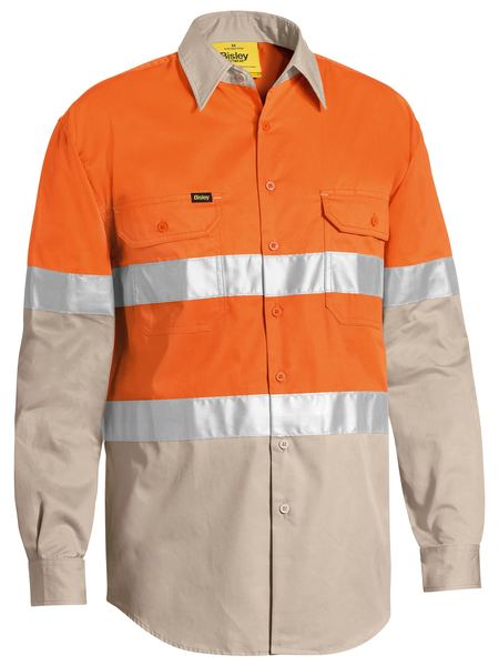 Bisley Taped Hi Vis Cool Lightweight Two Tone Long Sleeve Mens Shirt - BS6696T