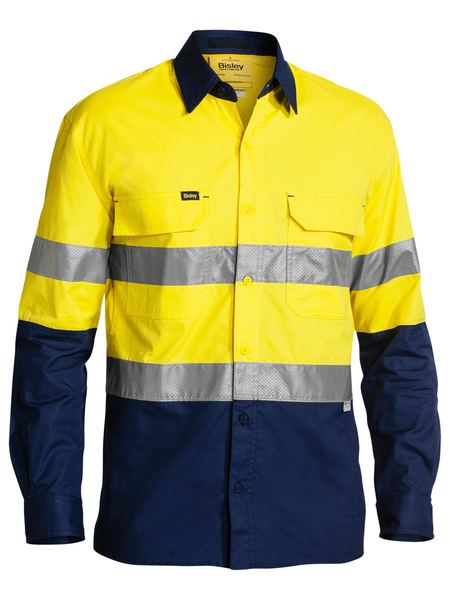 Bisley Taped X-AirFlow Hi Vis Ripstop Two Tone Long Sleeve Mens Shirt - BS6415T