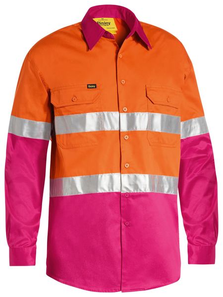 Bisley Taped Hi Vis Cool Lightweight Two Tone Long Sleeve Mens Shirt - BS6696T