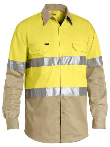 Bisley Taped Hi Vis Cool Lightweight Two Tone Long Sleeve Mens Shirt - BS6696T