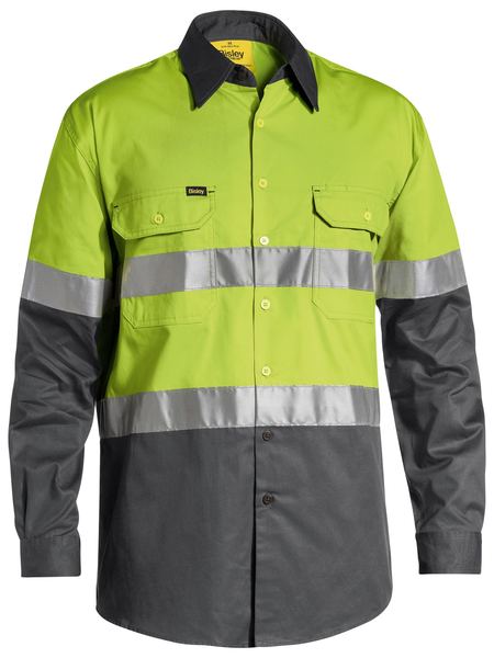 Bisley Taped Hi Vis Cool Lightweight Two Tone Long Sleeve Mens Shirt - BS6696T