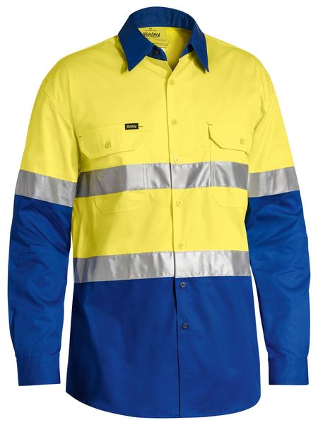 Bisley Taped Hi Vis Cool Lightweight Two Tone Long Sleeve Mens Shirt - BS6696T