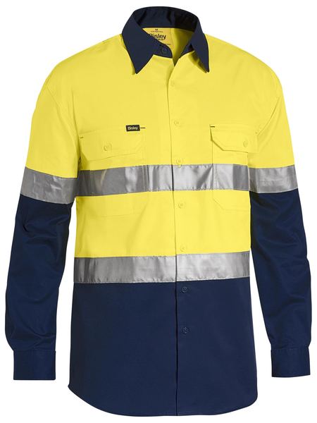 Bisley Taped Hi Vis Cool Lightweight Two Tone Long Sleeve Mens Shirt - BS6696T