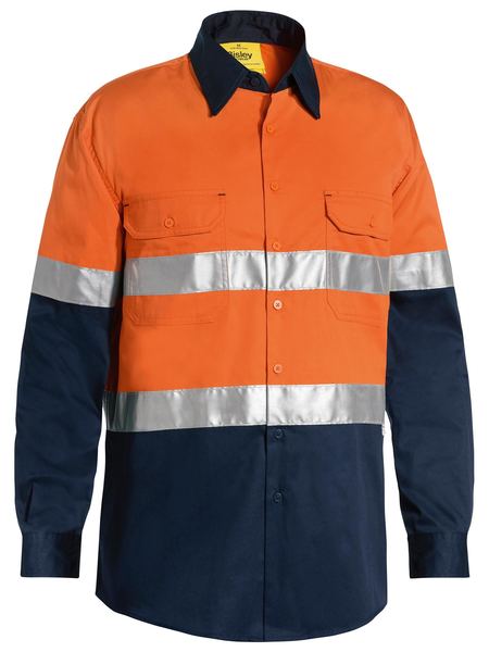 Bisley Taped Hi Vis Cool Lightweight Two Tone Long Sleeve Mens Shirt - BS6696T