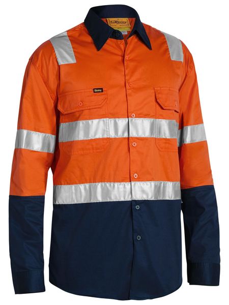 Bisley Taped Hi Vis Lightweight Two Tone With Shoulder Tape Long Sleeve Unisex Shirt - BS6432T