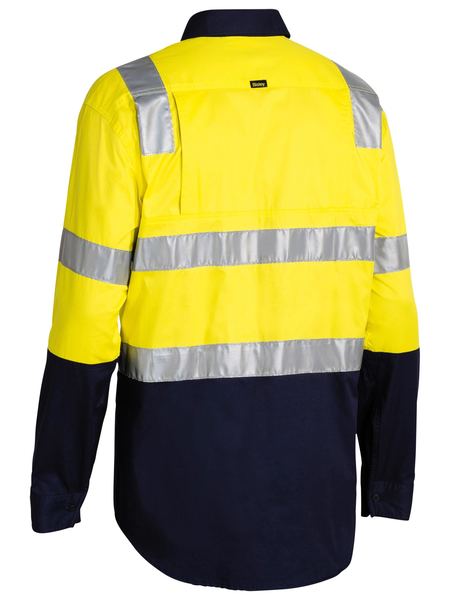Bisley Taped Hi Vis Lightweight Two Tone With Shoulder Tape Long Sleeve Unisex Shirt - BS6432T