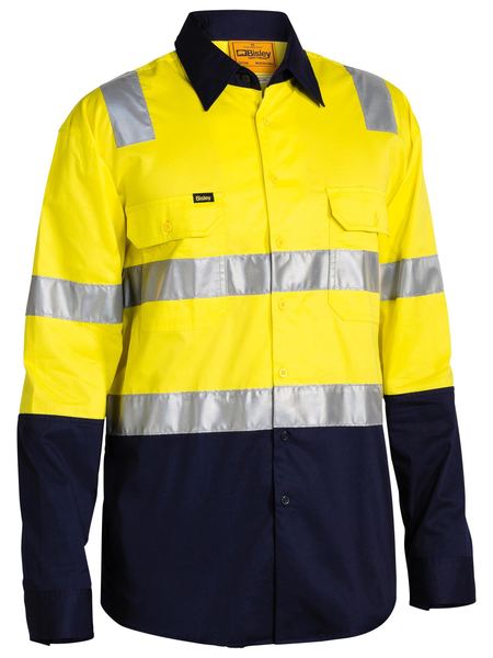 Bisley Taped Hi Vis Lightweight Two Tone With Shoulder Tape Long Sleeve Unisex Shirt - BS6432T