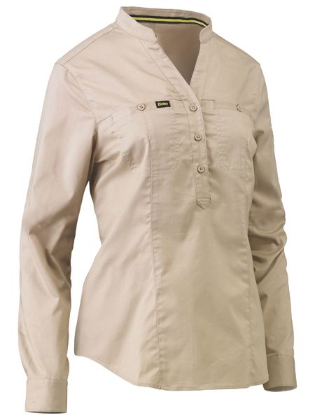 Bisley Womens Stretch Viscose -Neck Closed Front Long Sleeve Shirt - BLC6063