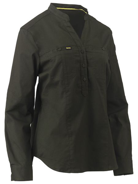 Bisley Womens Stretch Viscose -Neck Closed Front Long Sleeve Shirt - BLC6063