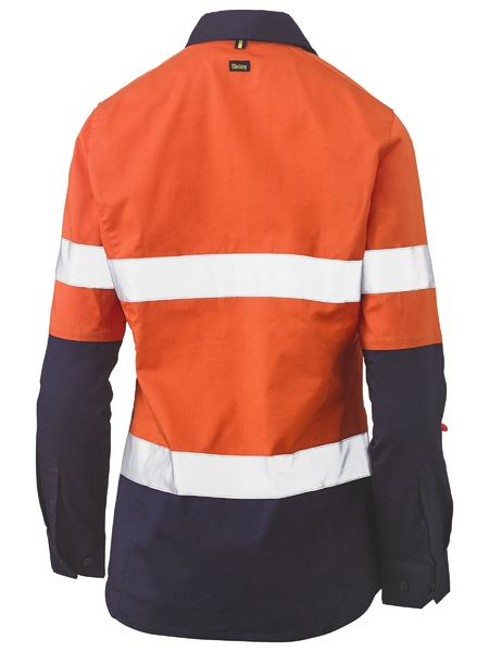 Bisley Womens Taped Hi Vis Stretch Viscose -Neck Closed Front Long Sleeve Shirt - BLC6064T