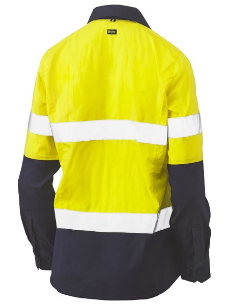 Bisley Womens Taped Hi Vis Stretch Viscose -Neck Closed Front Long Sleeve Shirt - BLC6064T