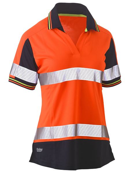 Bisley Womens Taped Hi Vis Two Tone Viscose -Neck Short Sleeve Polo - BKL1225T