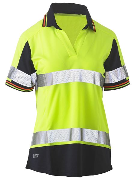 Bisley Womens Taped Hi Vis Two Tone Viscose -Neck Short Sleeve Polo - BKL1225T