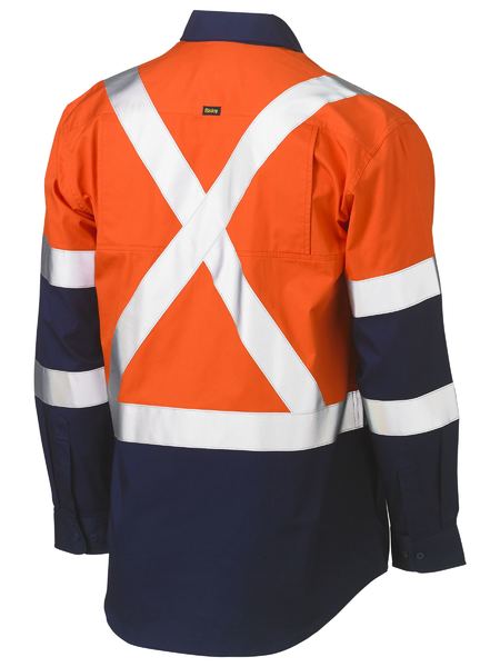 Bisley X Taped Biomotion Two Tone Hi Vis Lightweight Long Sleeve Drill Shirt - BS6696XT