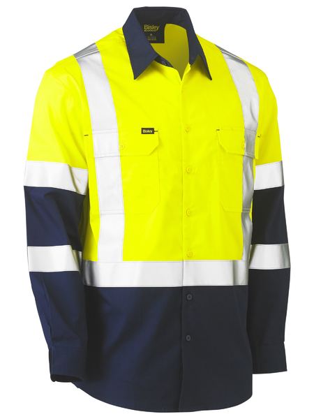 Bisley X Taped Biomotion Two Tone Hi Vis Lightweight Long Sleeve Drill Shirt - BS6696XT