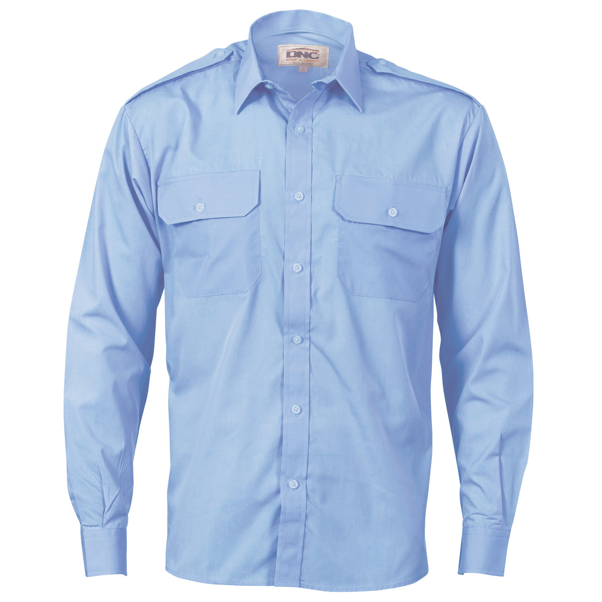 DNC Epaulette Polyester/Cotton Long Sleeve Work Shirt - 3214