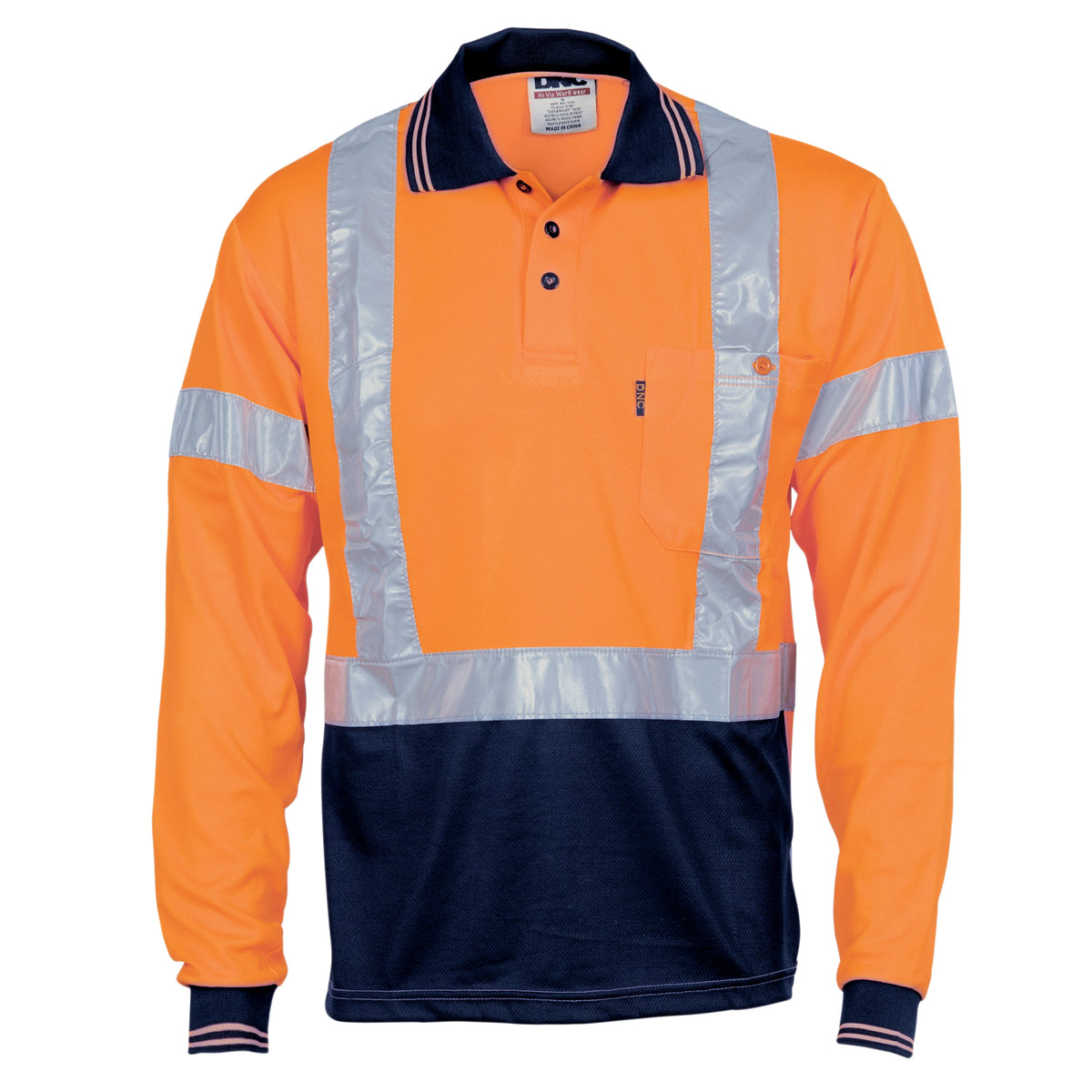 DNC Taped HiVis Two-Tone X-Back Long Sleeve Polo - 3714