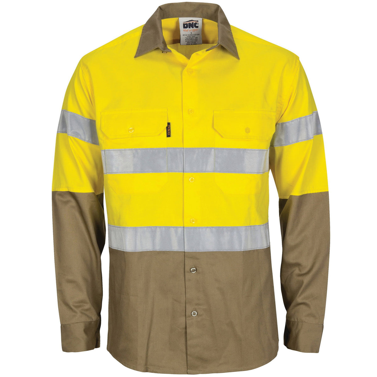 DNC Taped HiVis Cool-Breeze Light Weight Long Sleeve Cotton Gusset Shirt - 3784
