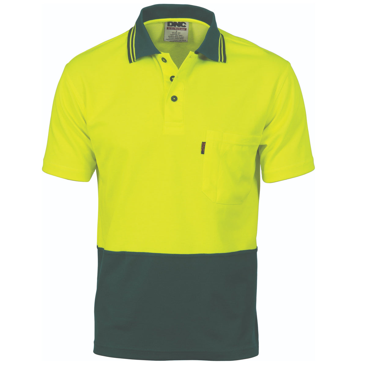 DNC HiVis Two-Tone Cotton Back Fluoro Short Sleeve Polo - 3814