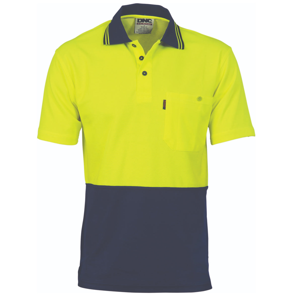 DNC HiVis Two-Tone Cotton Back Fluoro Short Sleeve Polo - 3814
